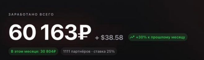 Заработано с помощью партнерской программы в Doitong
